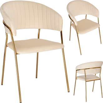 OEM Silla De Terciopelo Beige Colin Gold