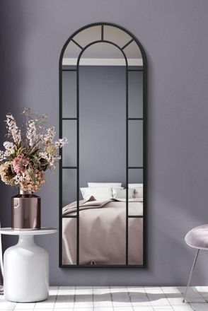 MirrorOutlet Black Framed Arched Leaner/Wall Mirror 67 X 24 (170CM X 60CM) | Size: 1 Pack
