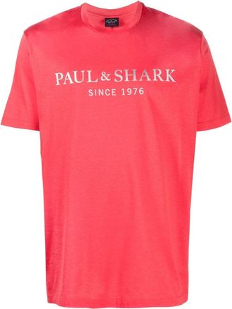 Paul & Shark logo-print organic cotton T-shirt - men - Organic Cotton - L - Red