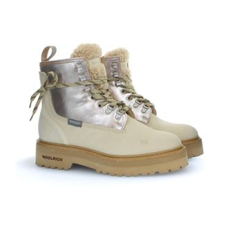 Woolrich Lace-up Boots, female, Beige, Size: 10 US Stylish Boots for Outdoor Adventures
