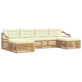 vidaXL Conjunto De Sof&aacute;s De Exterior 6 Pcs Blanco Y Crema Vidaxl