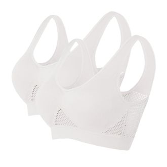 Generic Sports Bra Plus Size 2PC Women Bras Everyday Non-Wired Bras with Removable Pads Bralettes Comfy Padded Sports Bra Non-Adjustable Strap Sleep Bralet Br
