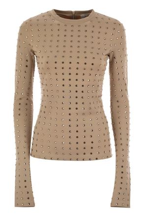 Sportmax Negus - Scuba Jersey T-Shirt With Rhinestones