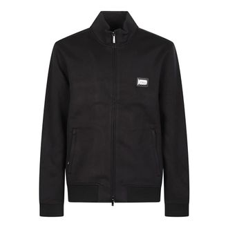Emporio Armani Hoodies & sweatvesten, Heren, Zwart, XL, Logo Plaque Full Zip Sweatshirt