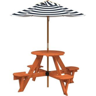 vidaXL Mesa De Picnic Para 4 Ni&ntilde;os Agujero Para Sombrilla Madera Abeto Vidaxl