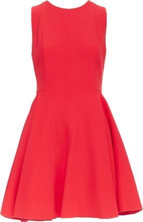 Giambattista Valli red viscose silk sheer tulle lined fit flare dress IT42 M