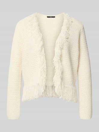 Zero Cardigan mit Fransen und offener Front in Ecru, Größe 34