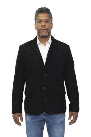 Infinity Leather Mens Slim Goat Suede Italian Blazer Jacket-Alexandria - Black - Size X-Small