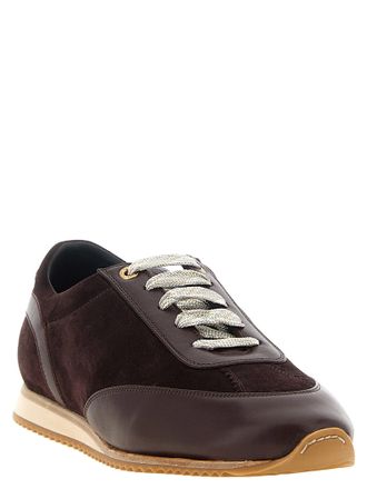 Agnona Suede and Leather Sneaker - Brown