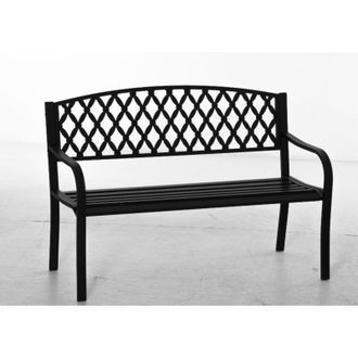 OUTSUNNY Banco De Jard&iacute;n 2 Plazas Con Respaldo Decorativo Y Reposabrazos Para Terraza Balc&oacute;n Patio Exterior Carga 240 Kg Hierro Fundido Y Acero 128x58,5x89 Cm