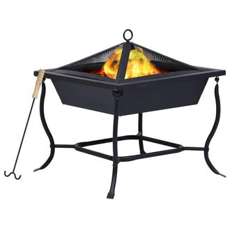 vidaXL Brasero De Acero Negro 42x42x45 Cm Vidaxl