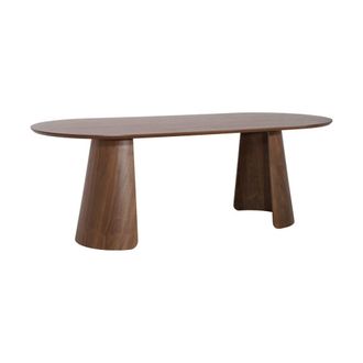 Sweeek Mesa de comedor oblonga decorada en madera, 8 plazas, nogal