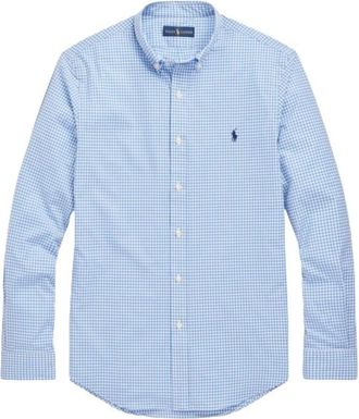 Polo Ralph Lauren Ultra Stretch Katoen Poplin Geruit Overhemd - Heren - Casual Overhemden - Blauw - S - Katoen - Overhemden