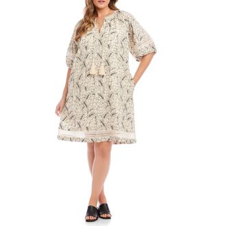 Karen Kane Floral Embroidered Tassel Cotton Dress in Cream at Nordstrom, Size 0 X