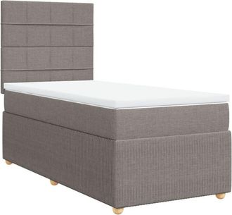 vidaXL Cama Box Spring Con Colch&oacute;n Tela Gris Taupe 90x200 Cm Vidaxl