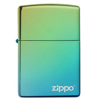 Zippo Accendino Zippo Classic High Polish Teal 49191ZL, Accendino Antivento Ricaricabile Zippo Realizzato in Metallo con Caratteristico click Zippo Color