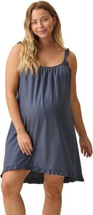 Kindred Bravely Dreamy Cotton Maternity & Nursing Nightgown in Midnight Blue at Nordstrom, Size X-Large