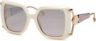 Philipp Plein Ladies Black Square Sunglasses SPP121S 3GFX