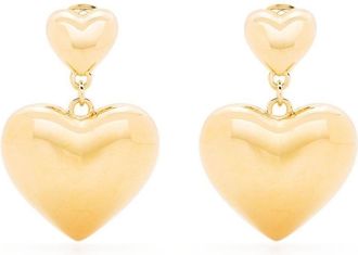 Moschino heart-motif drop earring - women - Brass/Zamak - One Size - Gold