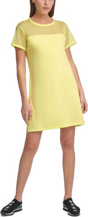 DKNY Activewear Sport Mesh-Blocked T-Shirt Dress In Sunny Lime
