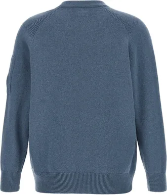 C.P. Company Lens-Detail Crew Neck Sweater - Blue