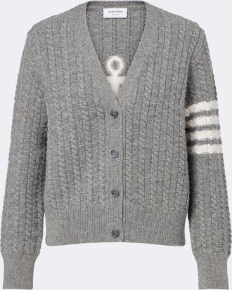 Thom Browne C&aacute;rdigan trenzado 4-Bar de lana virgen