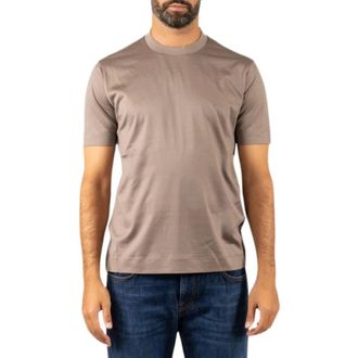Emporio Armani T-shirt met lange mouwen - Heren - T-shirts - Beige - L - Katoen - Tops