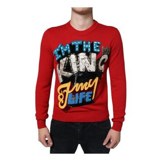 Dolce & Gabbana Round-neck Knitwear, male, Multicolor, XS, Embroidered Wool Crew Neck Jumper