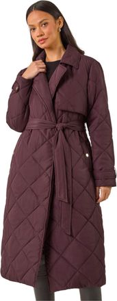 DUSK Womens Chevron Wrap Quilted Puffer Coat - Wine - Size 12 UK