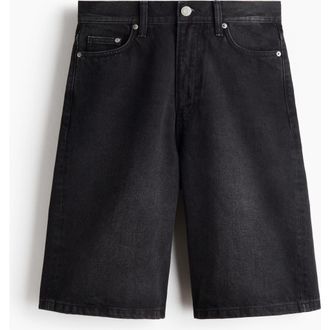 H&M Baggy Denim Shorts in Denim Black at Nordstrom, Size 36