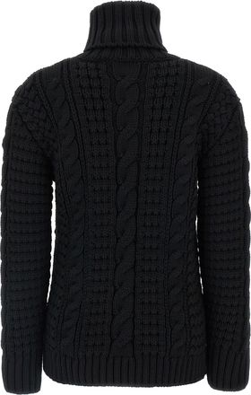 Moncler Womens Black Virgin Wool Cardigan Clothing