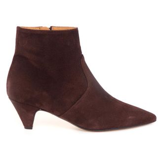 Anna F. Pointed Suede Ankle Boot - female - Anna F. - Heeled Boots - Brown - 5 1/2 UK - Shoes