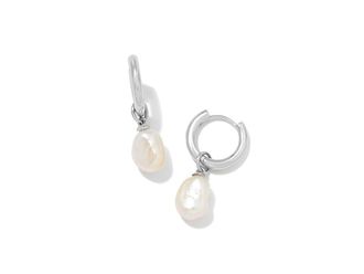 Kendra Scott Willa Huggie Womens Earrings Earring Rhodium/White Pearl