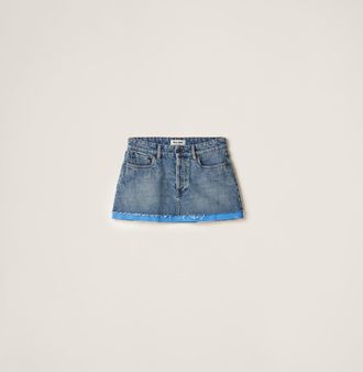Miu Miu Denim and poplin miniskirt