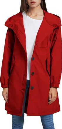 Generic Womens Hooded Rain Jacket Waterproof Windproof Raincoat with Full Zipper Pockets Sun Protection Outdoor Sports Long Parka Travel Coat, A-Red, XL
