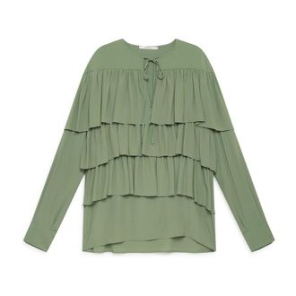 Maliparmi Blouses, female, Green, Size: XS Fluid Crepe Shirt