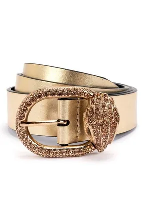 Kurt Geiger Metallic Leather Belt in Pale Gold/Shiny Brass at Nordstrom, Size Small