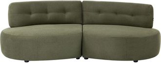 Beliani 3 Seater Sofa Green Fabric Upholstery Water-Repellent Curved Couch without Armrests Modern Living Room LAERDAL