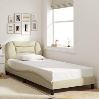 vidaXL Estructura De Cama Sin Colch&oacute;n Tela Crema 80x200 Cm Vidaxl