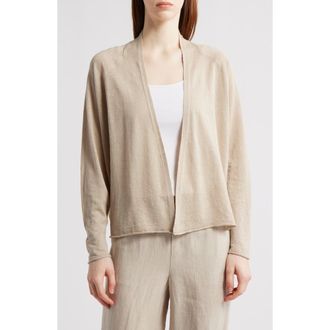 Eileen Fisher Organic Linen & Organic Cotton Open Front Cardigan in Undyed Natural at Nordstrom Rack, Size X-Small