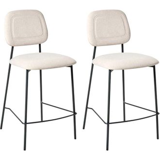 Beliani Beliani - Conjunto De 2 Sillas De Comedor Tapizadas Con Asiento De Terciopelo Base De Hierro Negro Beige Claro Duette