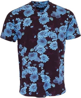 Lords of Harlech Maze V-neck Tee in Serious Floral Plum at Nordstrom, Size Xx-Large