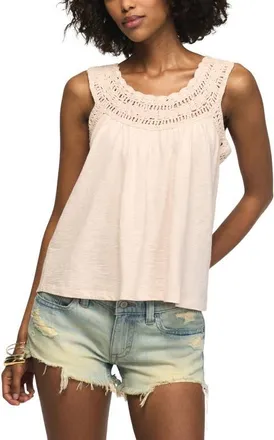 Lucky Brand Crochet Trim Swing Tank in Silver Peony at Nordstrom, Size Medium