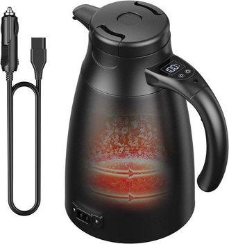 No Brand Hervidor El&eacute;ctrico De Viaje De Acero Inoxidable De 1,2 L Y 12 V/24 V Para Coche Y Cami&oacute;n, Para Agua Caliente Y Caf&eacute;