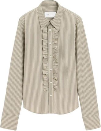 Ami Katoenen blouse met ruches - Dames - Overhemden - Grijs - S - Katoen - Overhemden