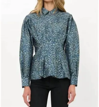 Oliphant Elizabeth Long Sleeve Top In Navy Print