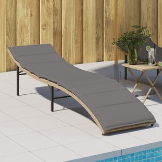 vidaXL Tumbona Con Coj&iacute;n Rat&aacute;n Sint&eacute;tico Beige 55x199x50 Cm Vidaxl