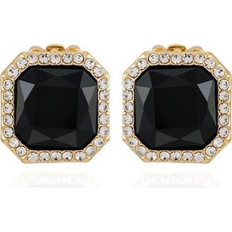 T Tahari Crystal Clip-On Stud Earrings in Gold Tone at Nordstrom Rack