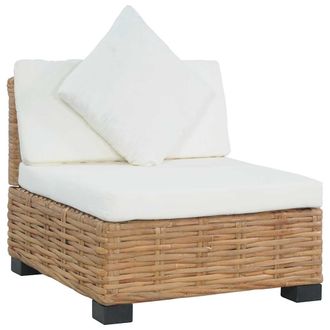 vidaXL Vidaxl - Sof&aacute; Sin Reposabrazos Con Cojines Rat&aacute;n Natural