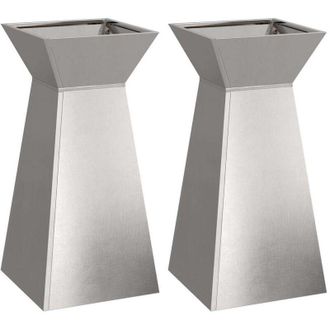 vidaXL Maceta Pilar 2 Pcs Plateado 35 X 35 X 73 Cm Acero Vidaxl
